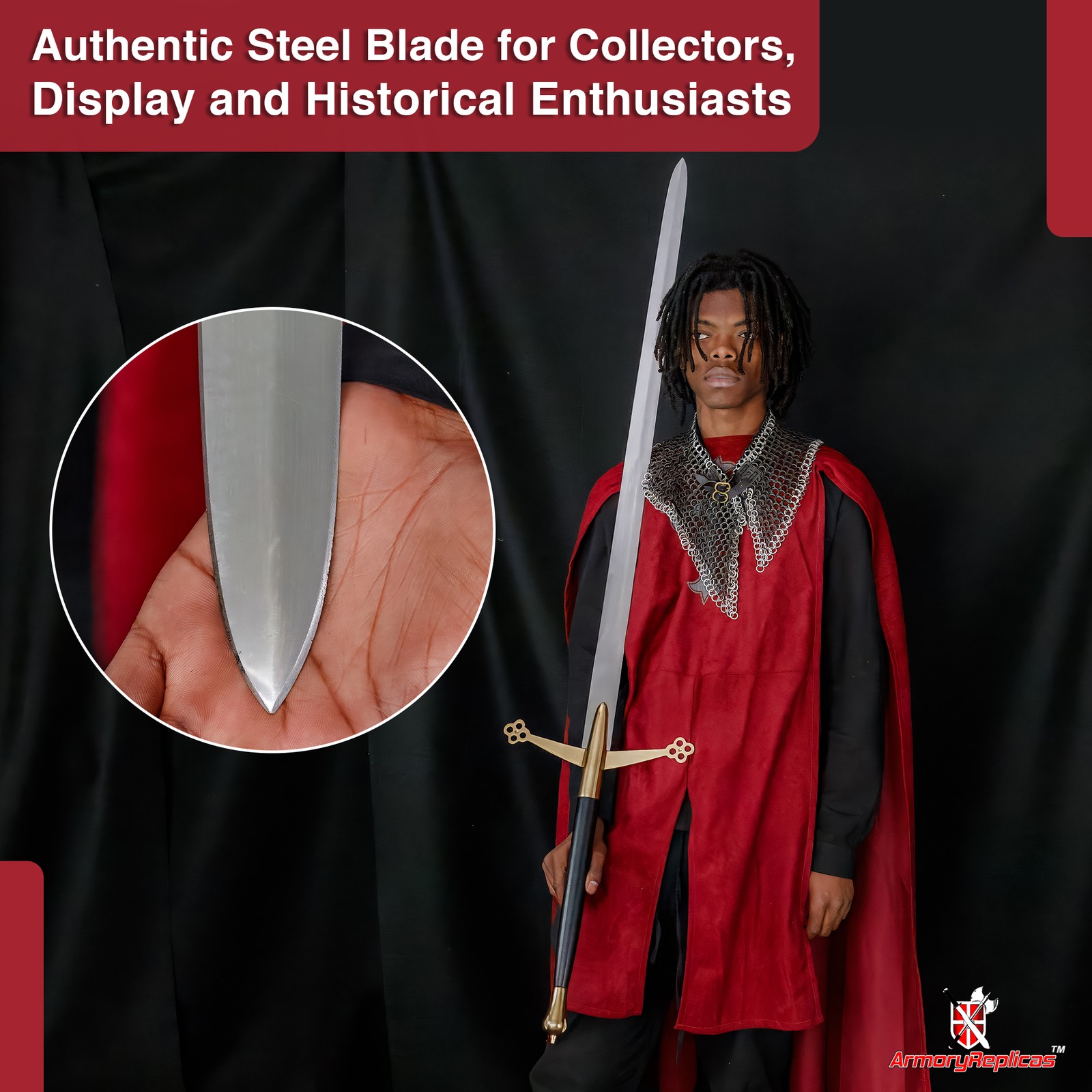 Scottish Claymore Medieval Sword Replica Two-Handed Carbon Steel Display Sword