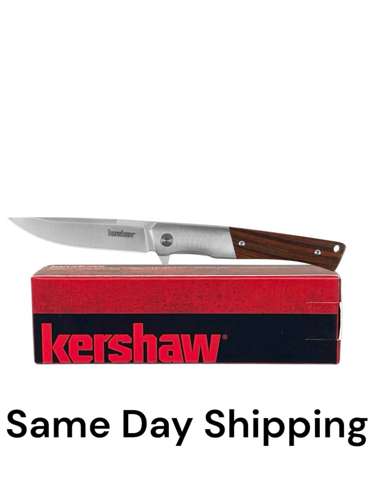 New Kershaw Enhance Assisted Open Pocket Knife Fancy Wood Folder 8Cr13MoV – 1419
