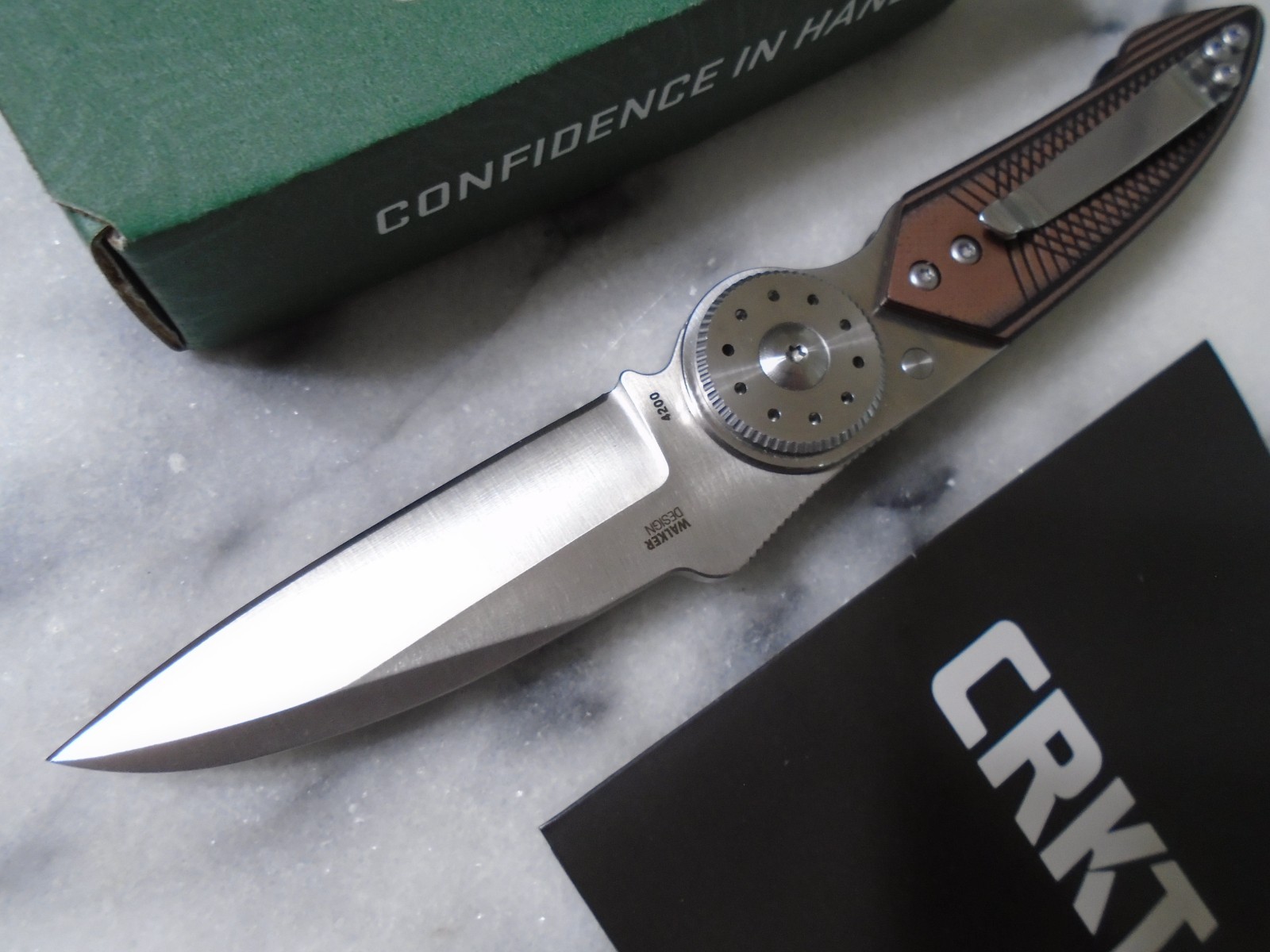 CRKT Walker Lock Pocket Knife 4200 14C28N Blade Steel G10 Sheepfoot Folder New