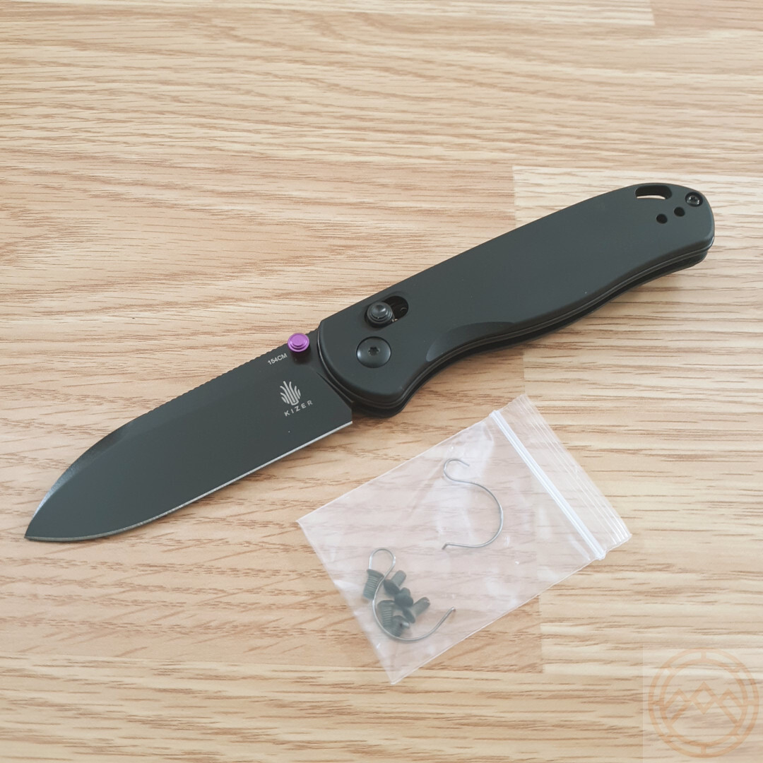 Kizer Cutlery Drop Bear Folding Knife 3″ 154CM Steel Blade Black Aluminum Handle