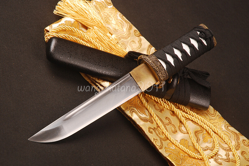 16» Handmade Sharp Short Knife Black Japanese Samurai Tanto Sword Self-defense