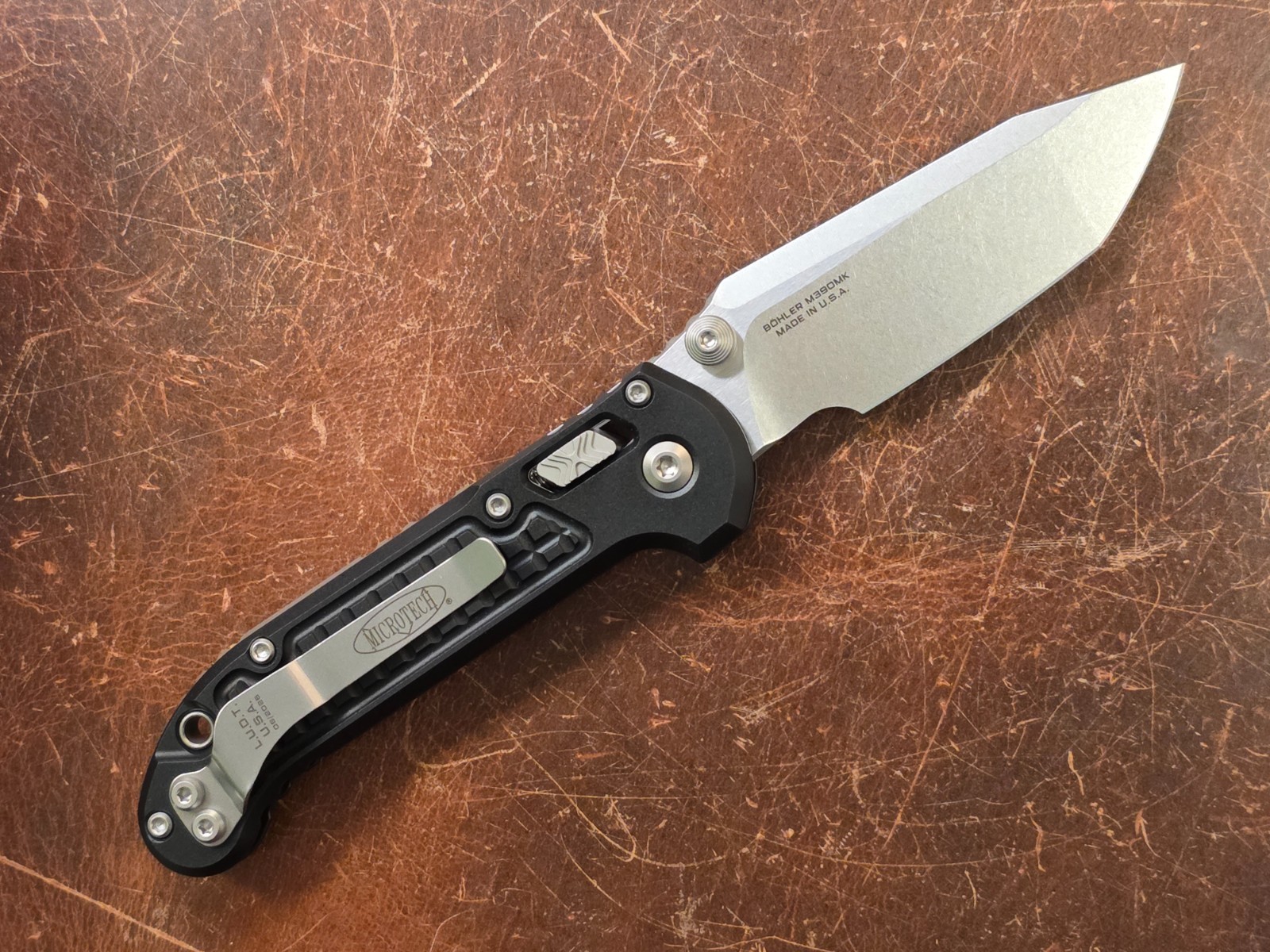 Microtech RAM-LOK Manual Large Underwater Demo Team Black Frag M390MK Blade