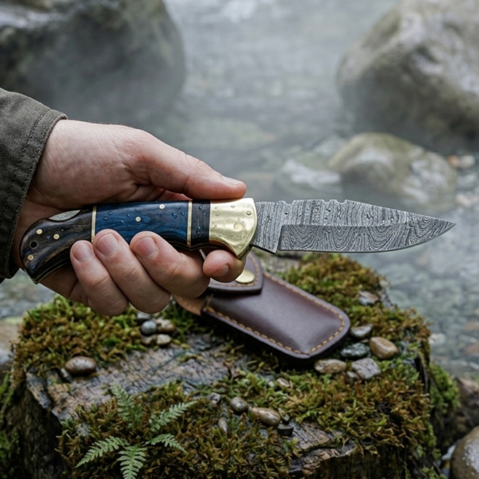Custom Handmade Damascus Steel Pocket Knife Folding Knife, Hunting/ Camping EDC