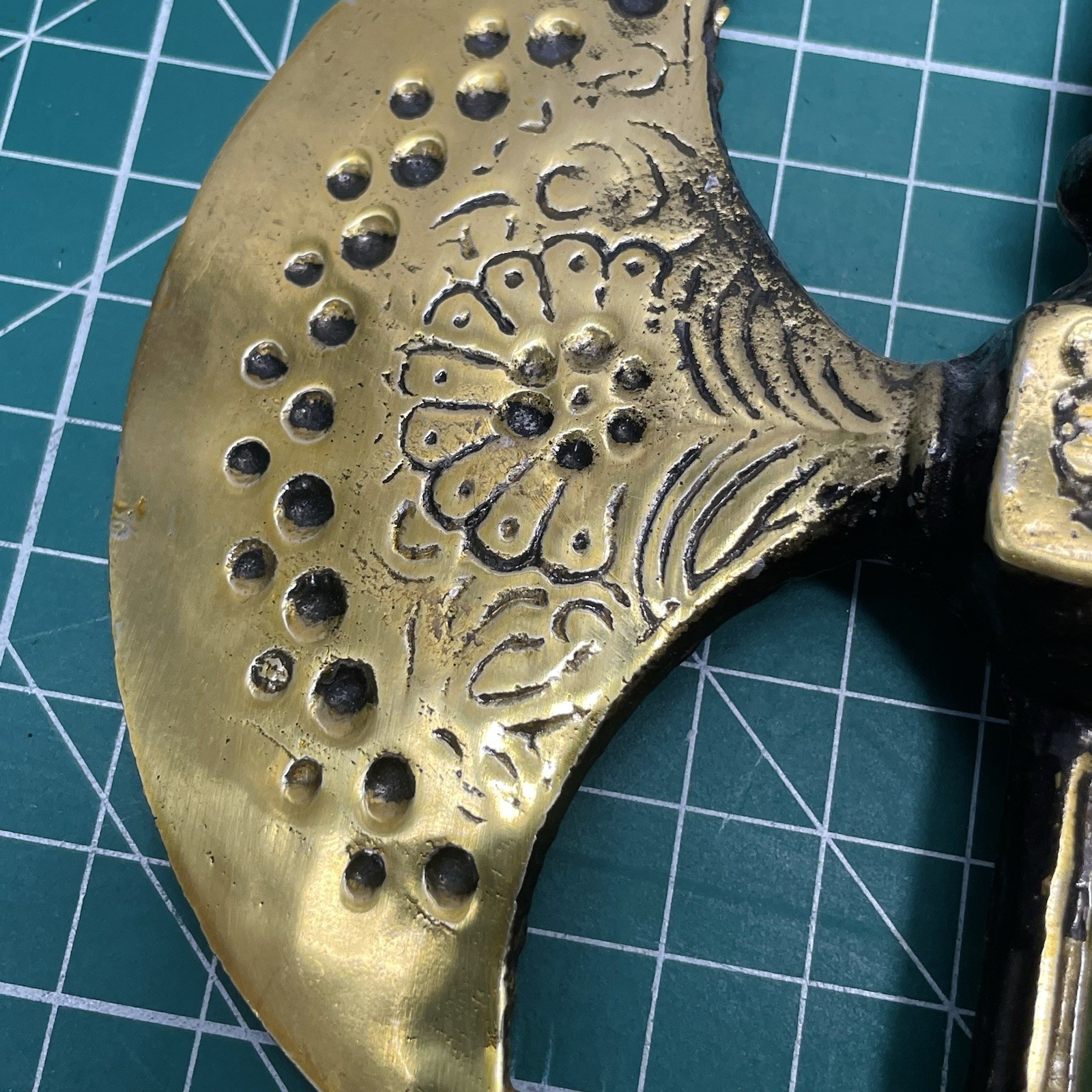 Vintage Metal Decorative Axes Pair Wall Mount Made In Japan Medieval Decor