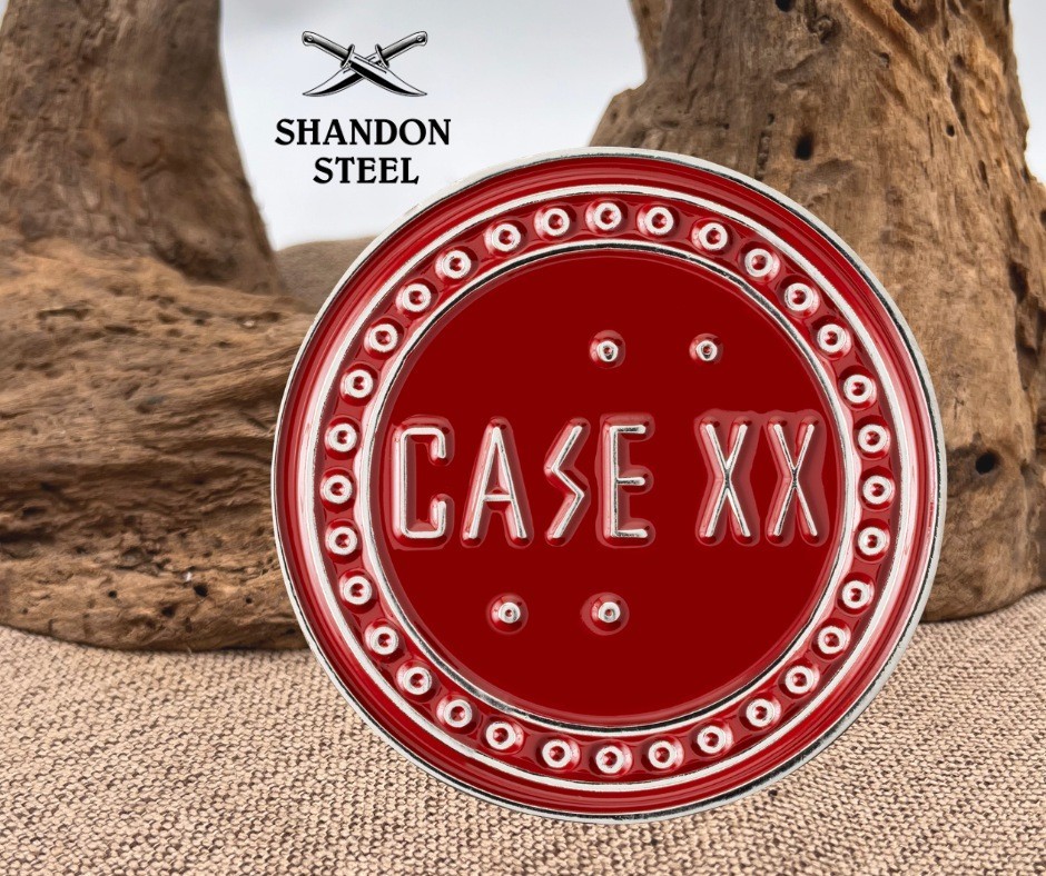 Case XX Knives 2026 Red & Antique Silver 50295 Collectors Challenge Coin
