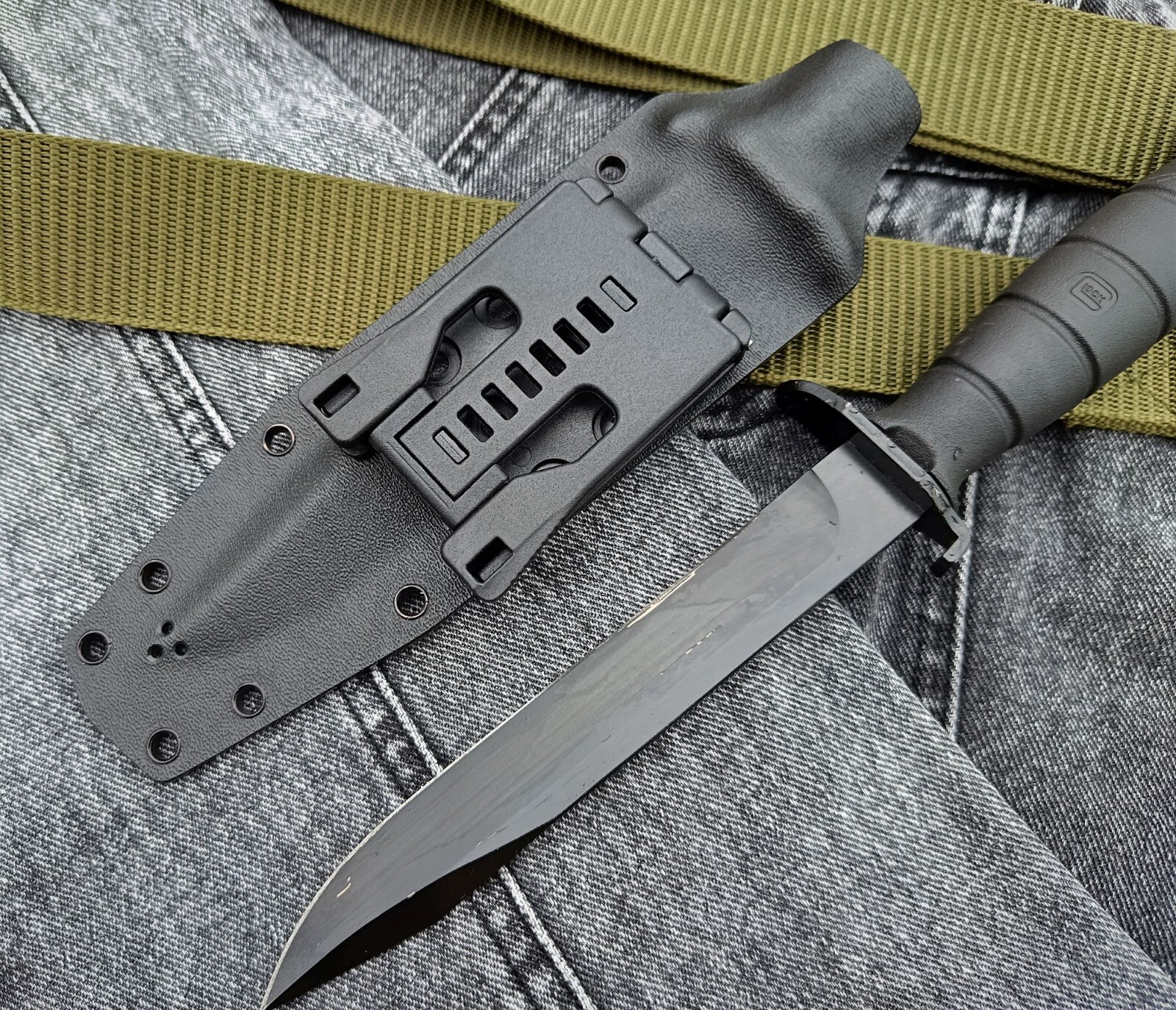 Custom black kydex sheath for a knife Glock 78/81 Scabbard with attachment.