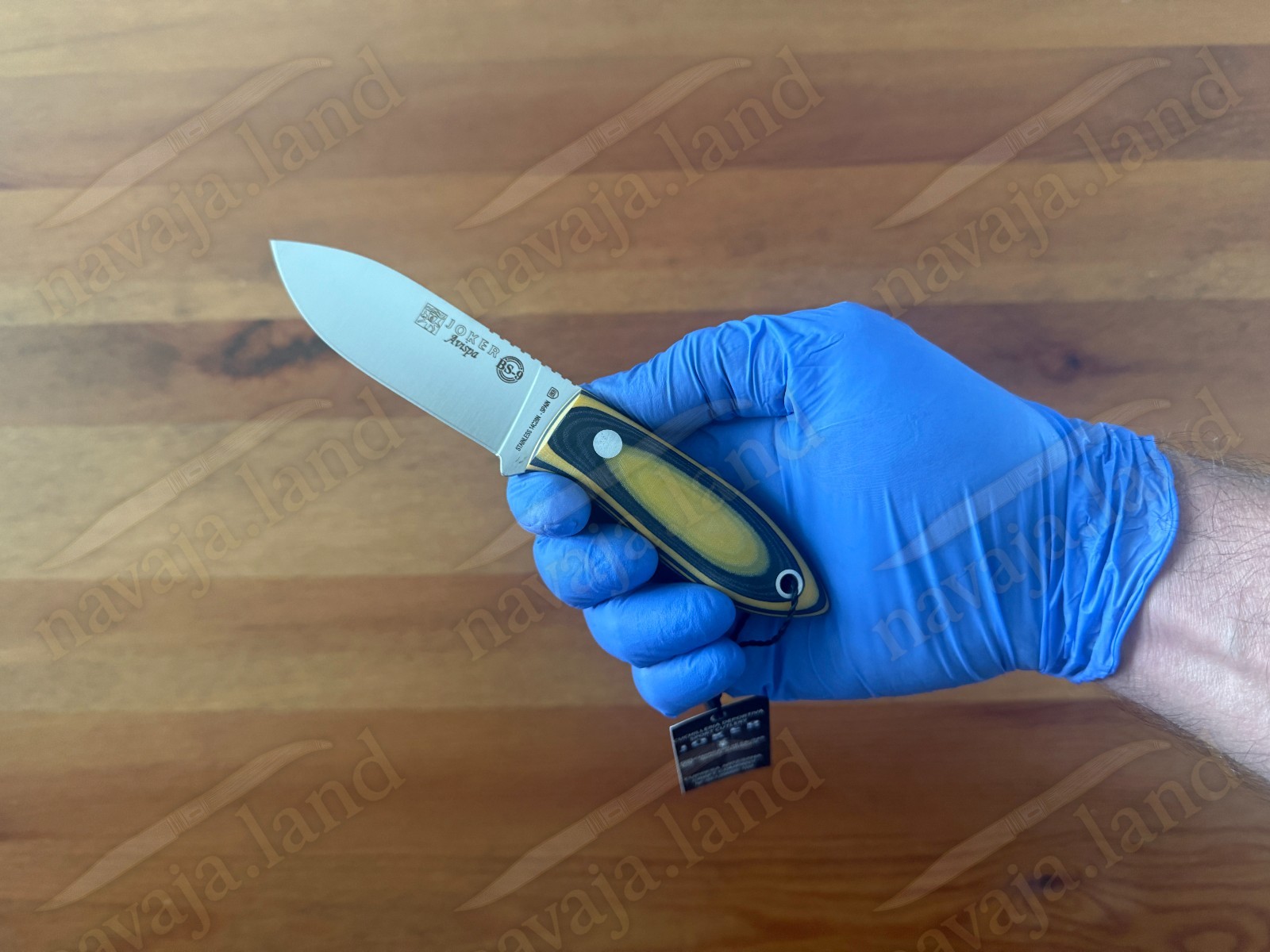 Joker Avispa Bushcraft Knife 3.15” Sandvik 14C28N Blade – Yellow & Black Micarta