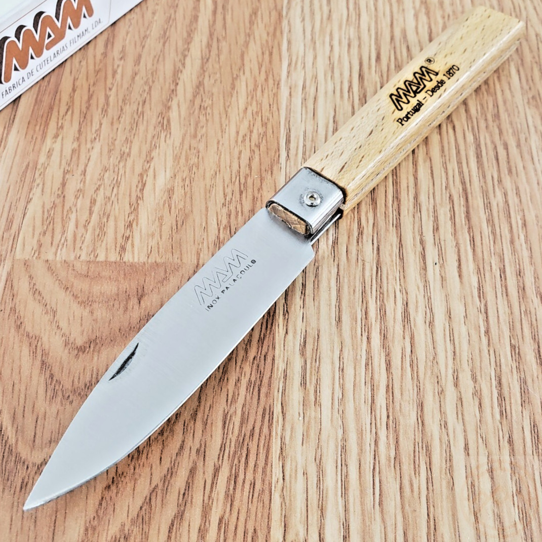 MAM Medium Folder Folding Knife 3.25″ Stainless Steel Blade Beechwood Handle