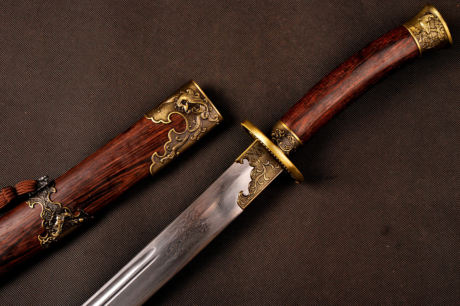 37″ Sharp Handmade Phoenix Chinese Sword Damascus Folded Steel Qing Dynasty DAO