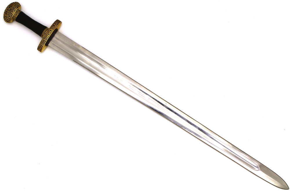 9th Century Full Tang Viking Sword w/ Wooden Scabbard and Brass Trimmings