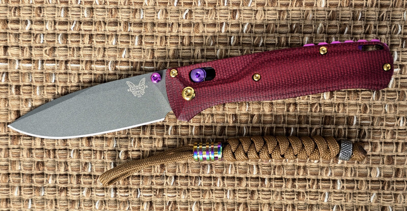 Benchmade 535GRY-1 Bugout – S30V 3.24″ Micarta CUSTOM «RED Velvet» + TITANIUM x5