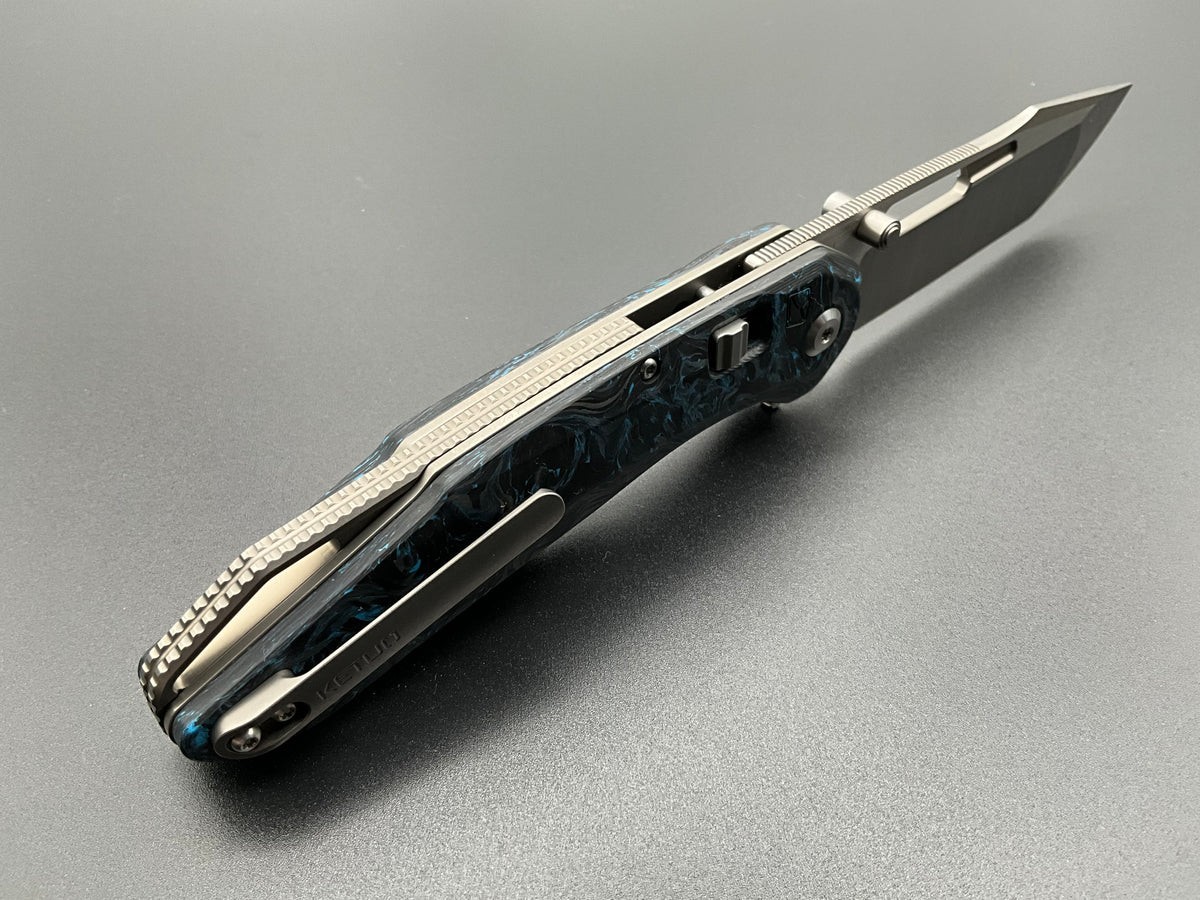 Ketuo Triad Folding Knife 3.25″ Bohler M390 Steel Blade Carbon Fiber Handle