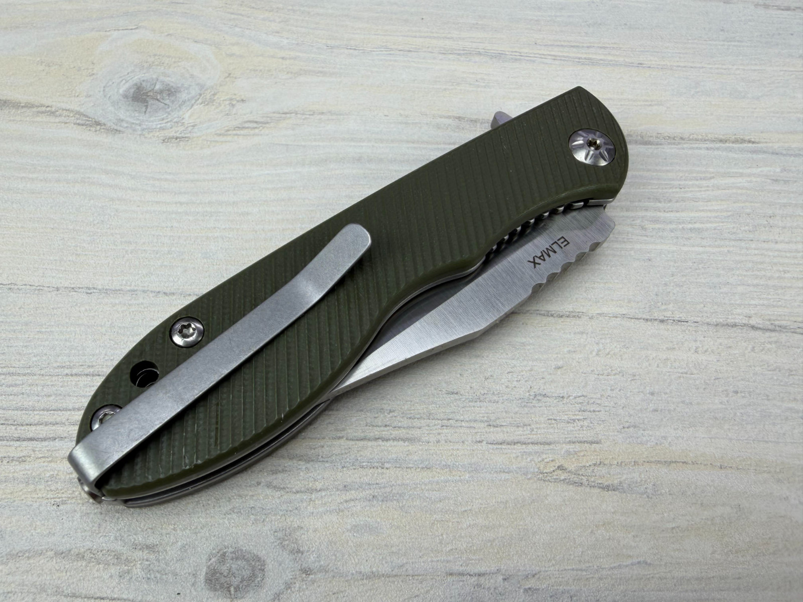 Tops Knives MSF-G Folding Knife – Elmax Steel Blade – Green G10 Handle – Maserin