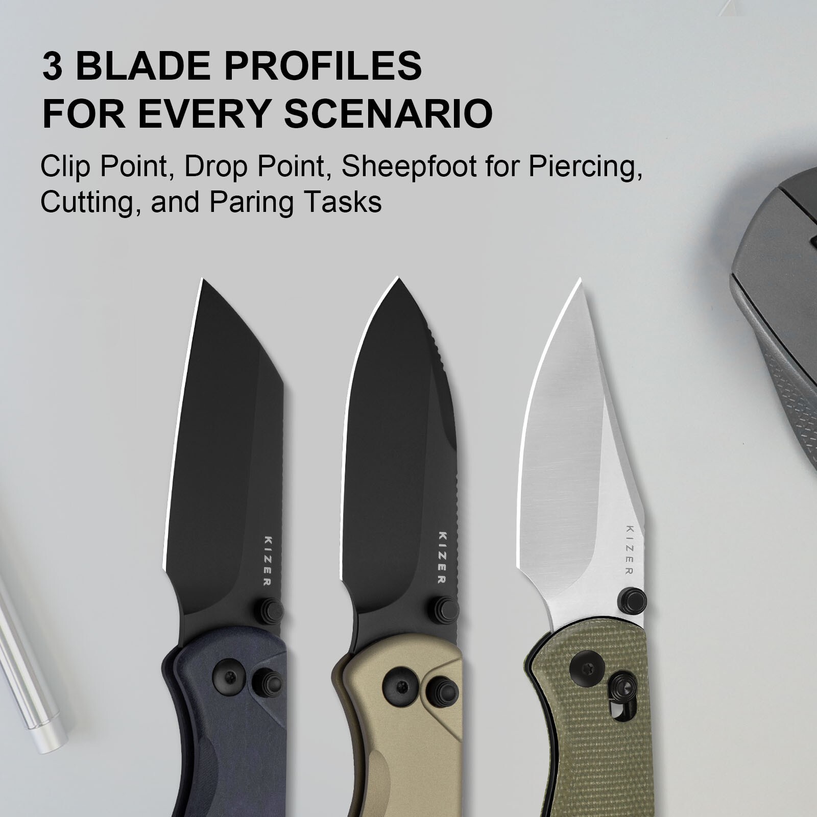 Kizer Drop Bear 2 Folding Pocket Knife Nitro-V Blade Richlite Handle V3619.2CS1