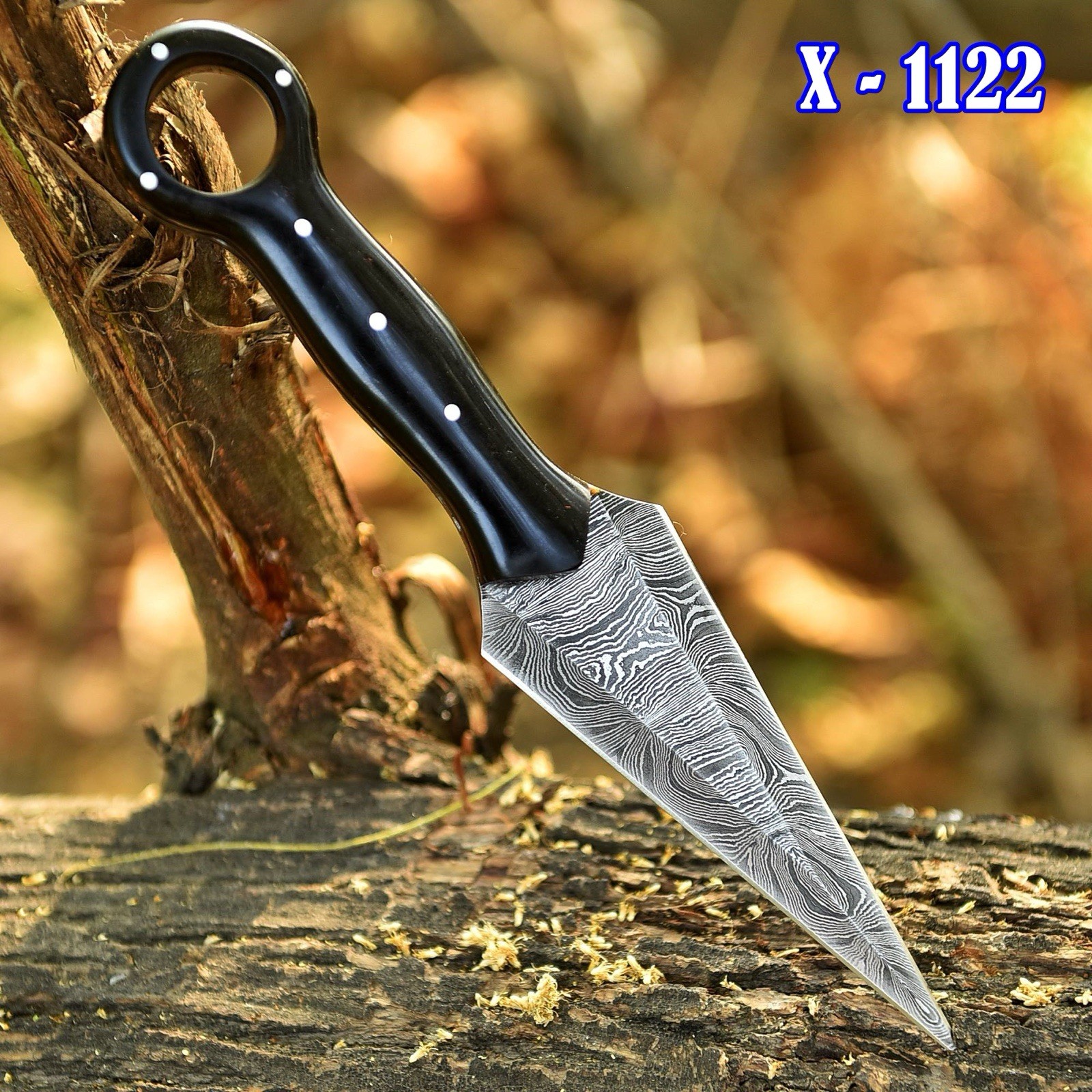 AUTHENTIC Double-Edge Damascus Needle Blade Dagger boot Knife EDC Throwing -Case