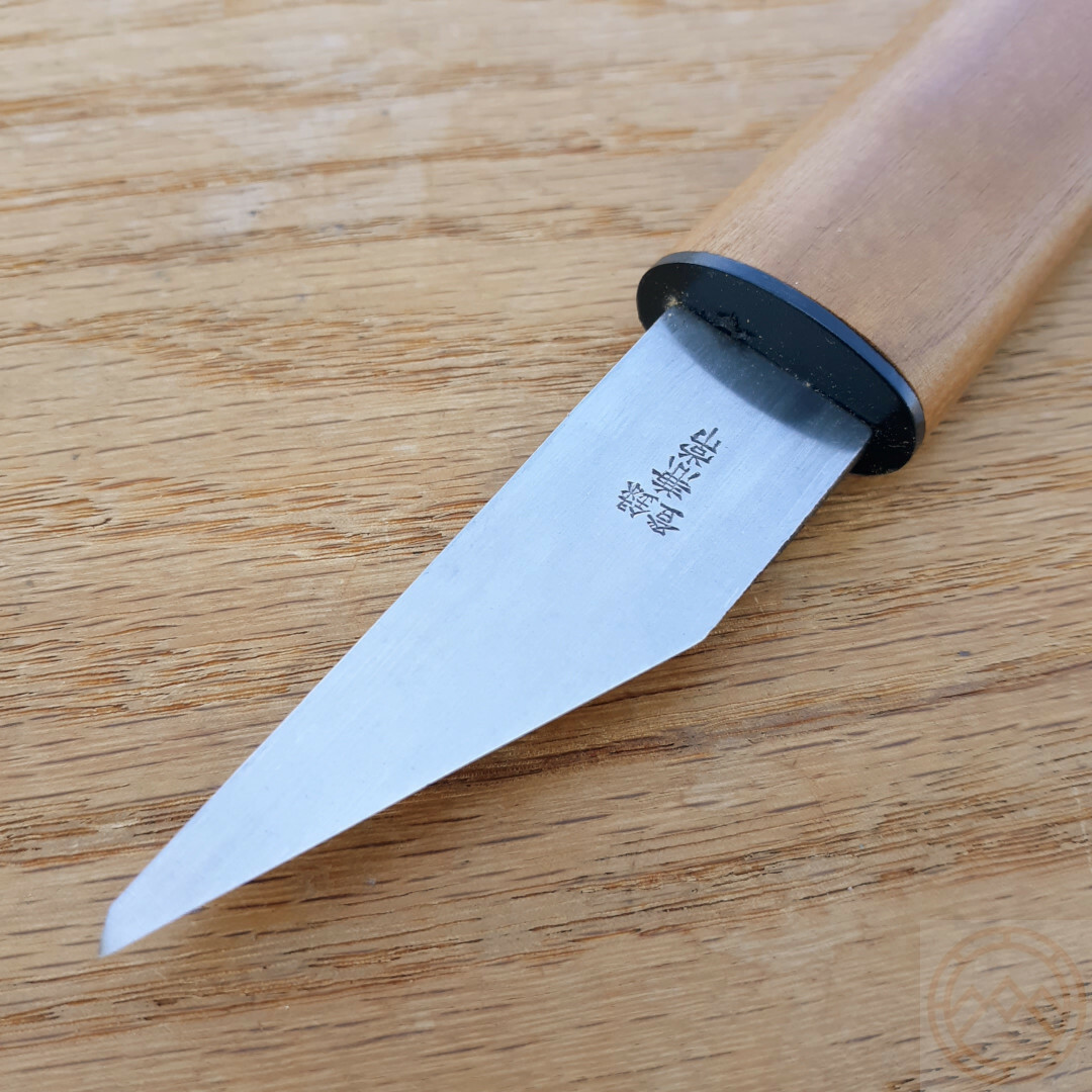 Kanetsune Kiridashi Fixed Knife 2.75″ SK5 Carbon Steel Blade Cherry Wood Handle