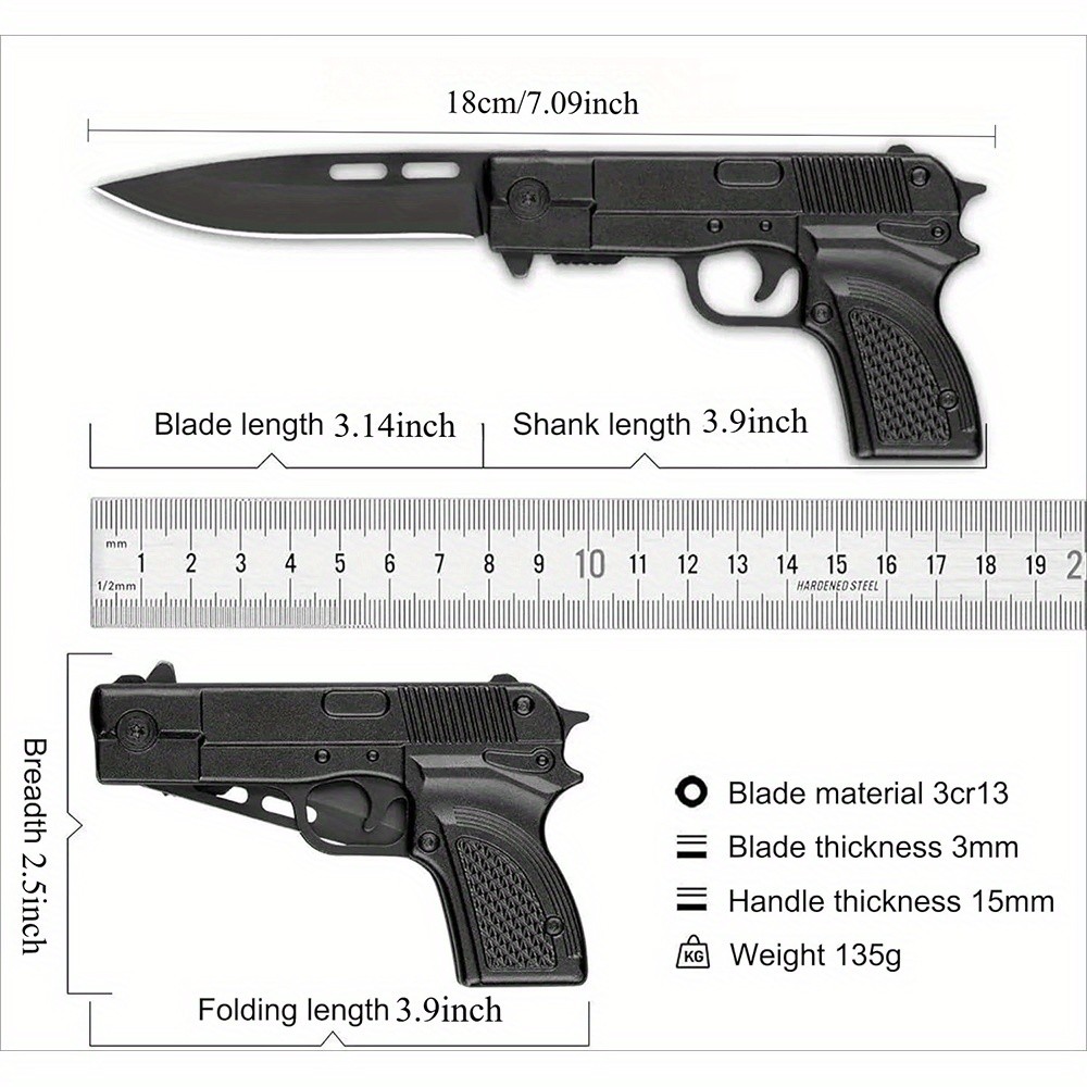 7″ Tactical Assisted Spring HAND GUN Pistol REVOLVER Folding Pocket Knife NEW