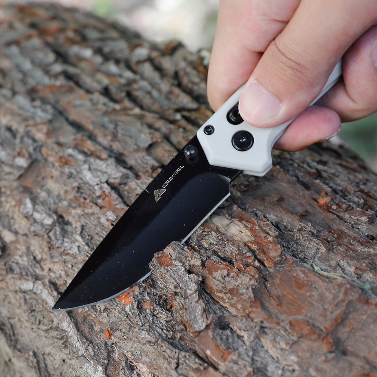 Ozark Trail Glacier 7.5 Inch Folding Knife White w/ Shaft Lock