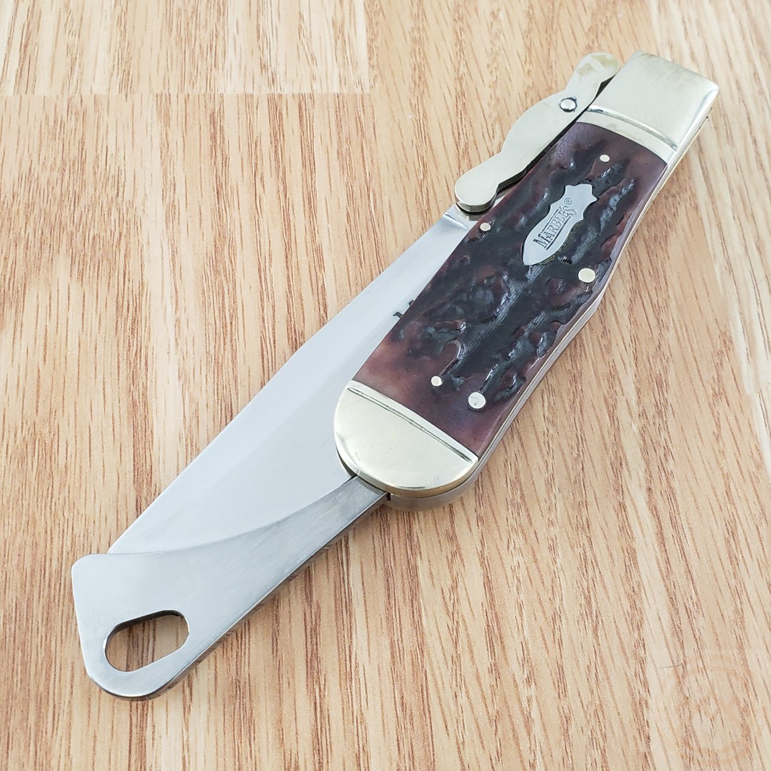 Marbles Safety Folder Folding knife Stainless Steel Bowie Blade Stag Bone Handle