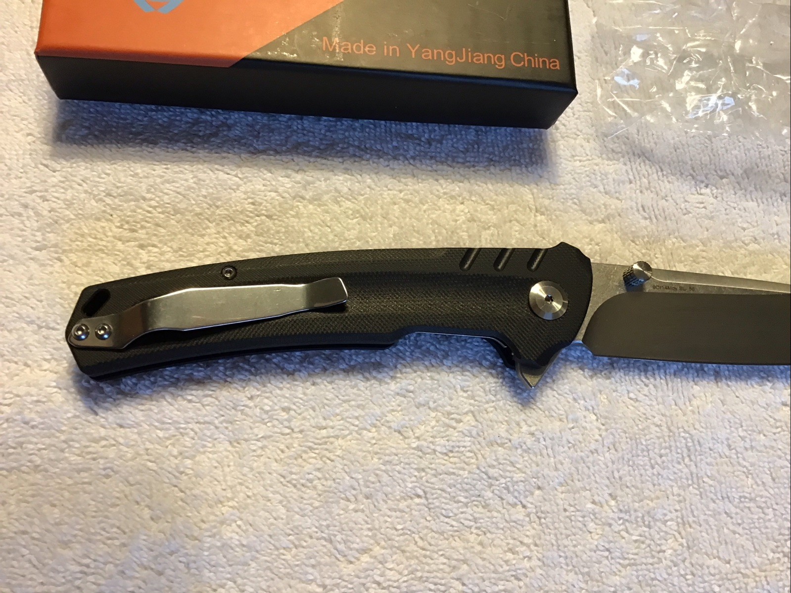 SIxLeaf SL-56 Pocket Knife Black G10 Handle 9Cr14MoV Plain Edge, U.S. Seller
