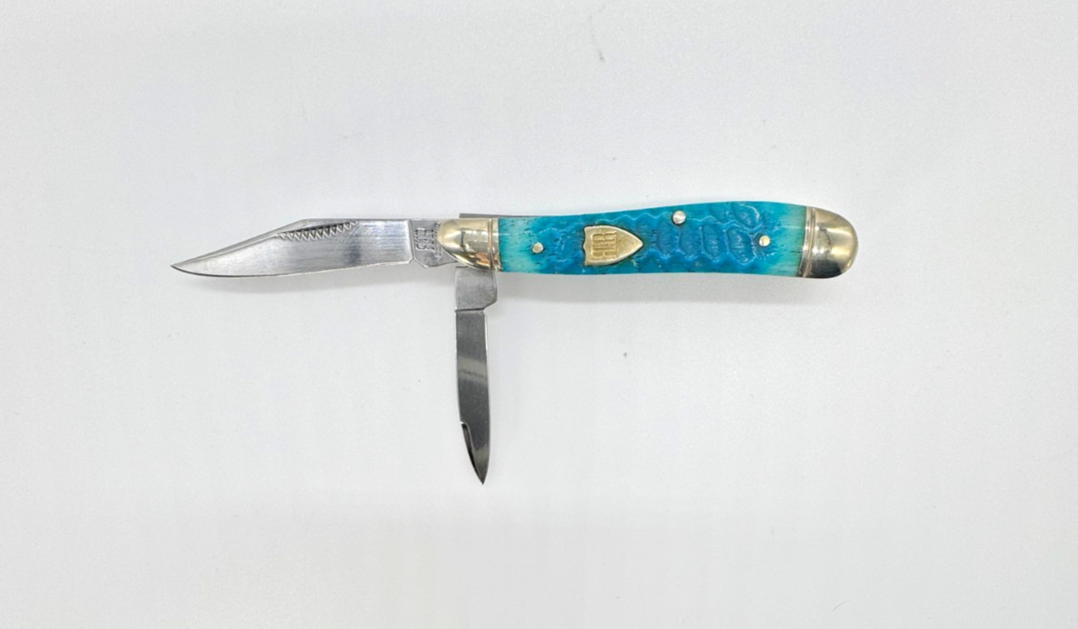 Rough Rider RR2767 Blue Dragon Peanut Knife Blue Jigged Bone 2 Blade NIB + BONUS