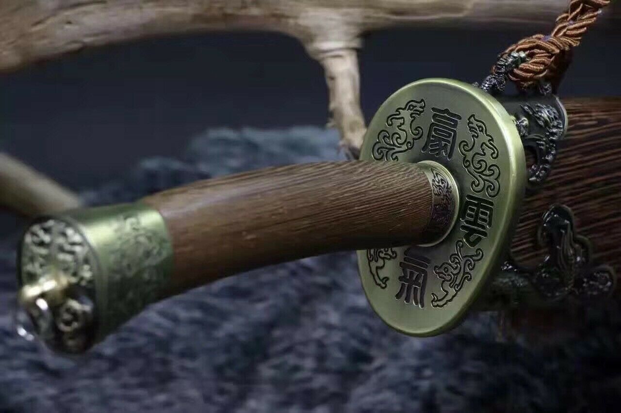 Chinese Kung Fu Sharp Sword Qing Dynasty Dao Broadsword Damascus Folded Steel