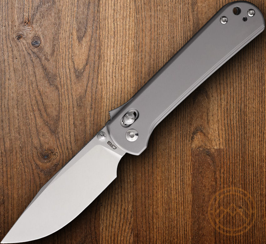 CJRB Bolt Folding Knife 3.25″ Stonewash AR-RPM9 Steel Blade Gray Titanium Handle