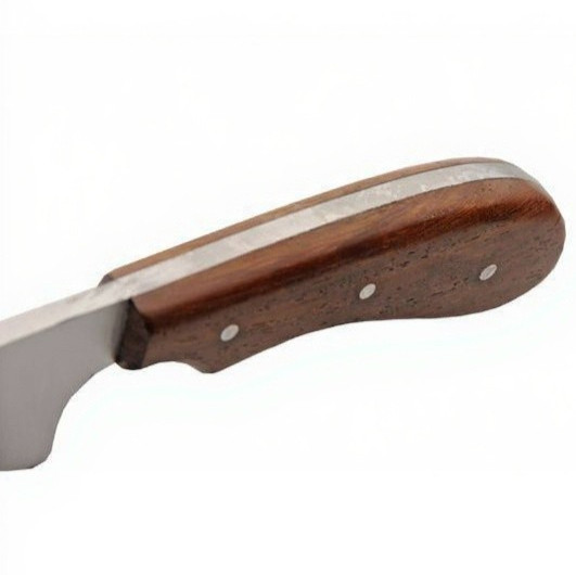 Hunting Knife | 7″ Full Tang Drop Point Blade w/ Wood Handle + Leather Sheath