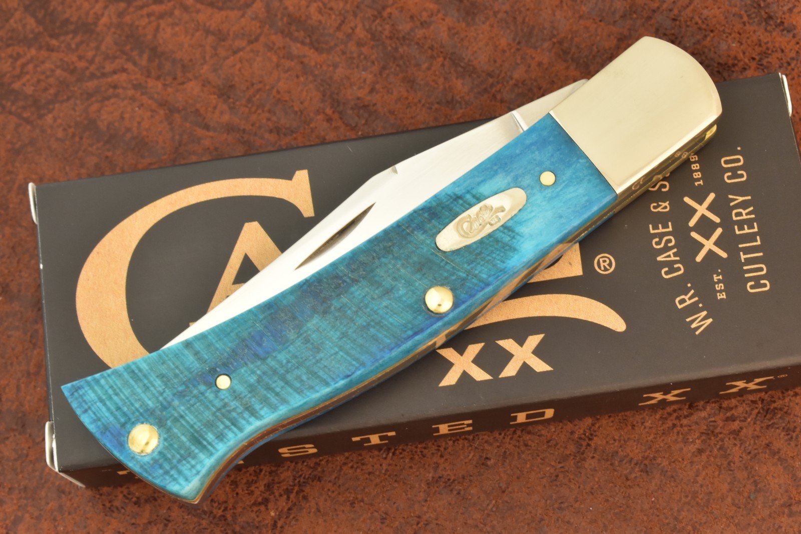 CASE XX USA 2026 SAWCUT CARIBBEAN BLUE BONE AXE HANDLE KNIFE TB61135 SS (36514)