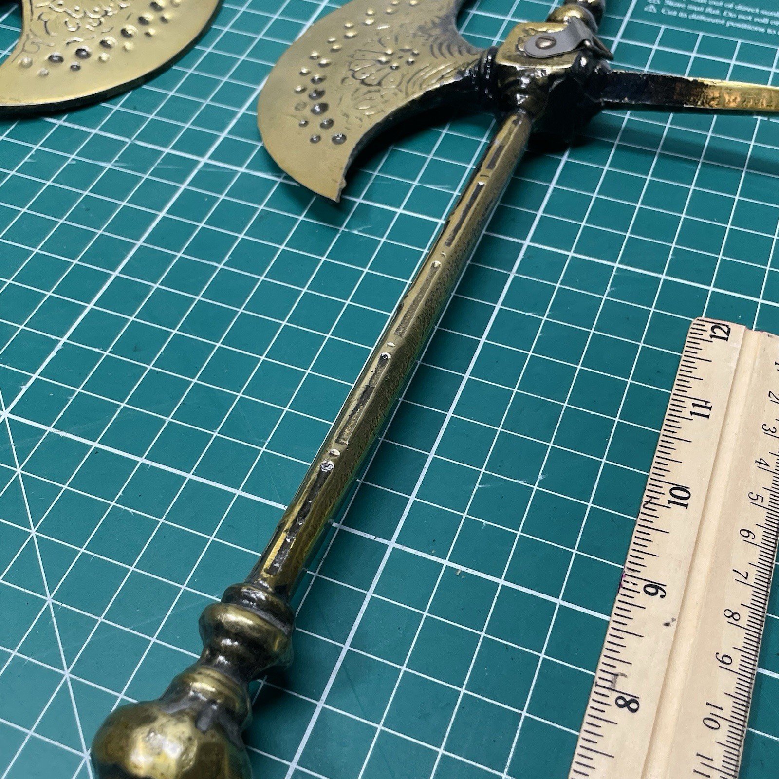 Vintage Metal Decorative Axes Pair Wall Mount Made In Japan Medieval Decor