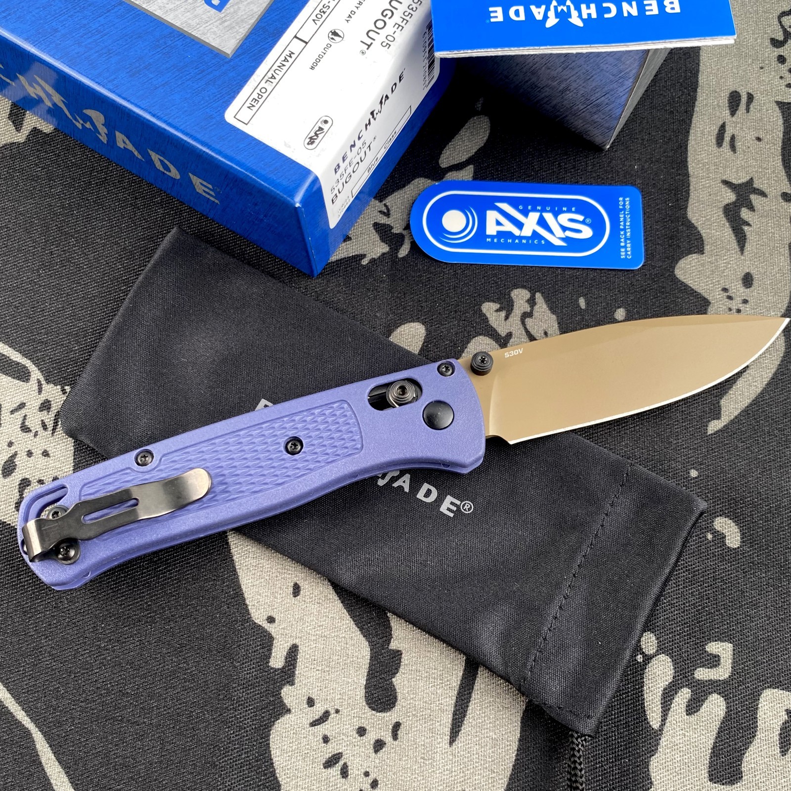 Benchmade 535FE-05 Bugout Blue Grivory Handle S30V BLADE Folding Knife