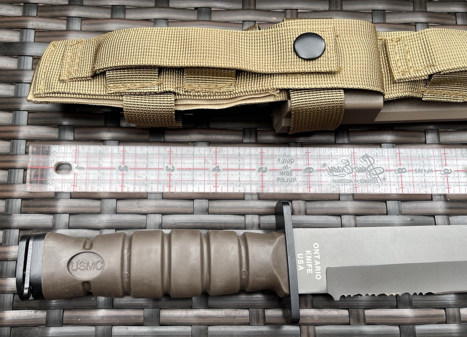 Ontario Knife OKC3S USMC Combat 8″ Blade and Scabbard Brown