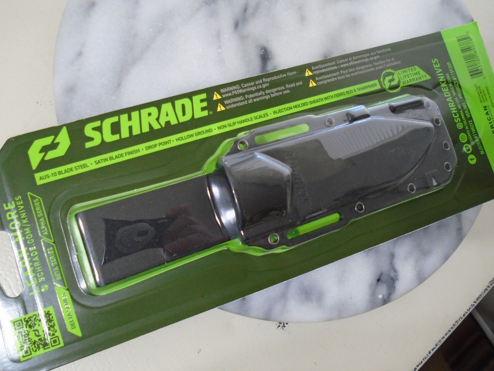 Schrade Exertion Full Tang Fixed Blade Survival Knife Ferro Sharpener Aus-10A