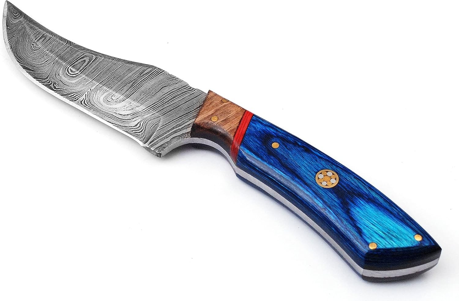 Handmade Damascus Steel Hunting Knife 9” – Full Tang Skinner w/ Leather Sheath