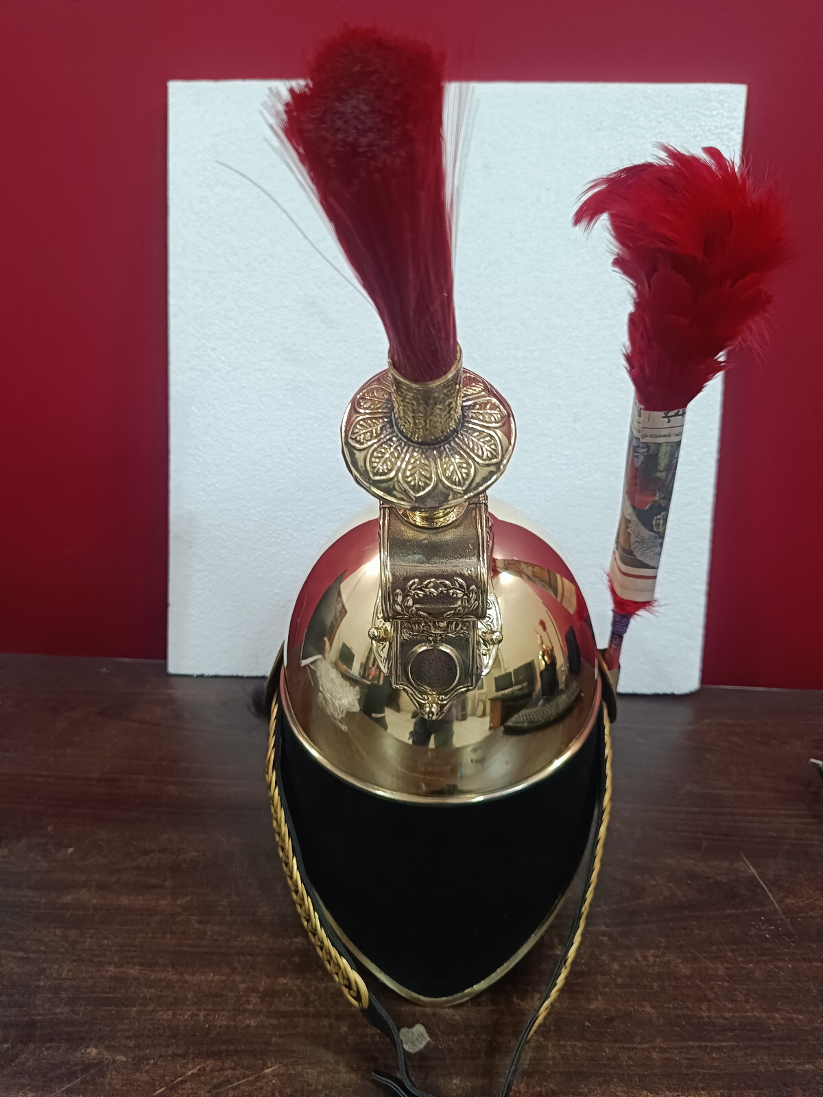 French Cuirassier Officer’s Helmet Napoleon Style Brass Helmet W/ Plume Brass