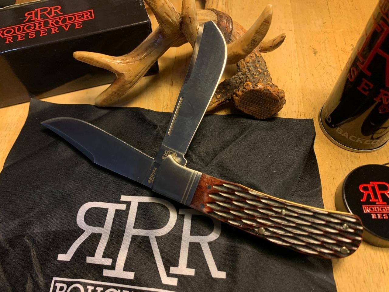 Rough Ryder Reserve Brown Jig Bone Wide Belly Trapper 4 1/4″ Pocket Knife RRR042