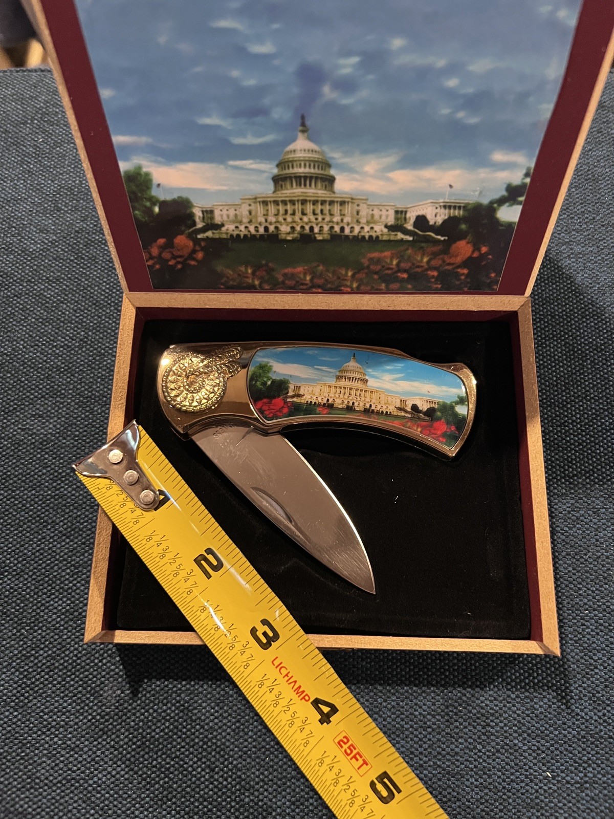 United States Capitol Building Washington DC Collector Pocket Knife Wooden Box