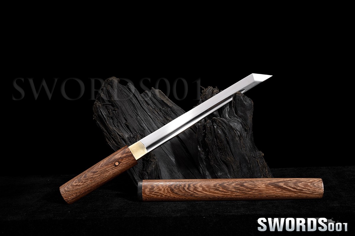 Japanese Samurai Sword Tanto Manganese Steel Self Defense Knife Rosewood Handle