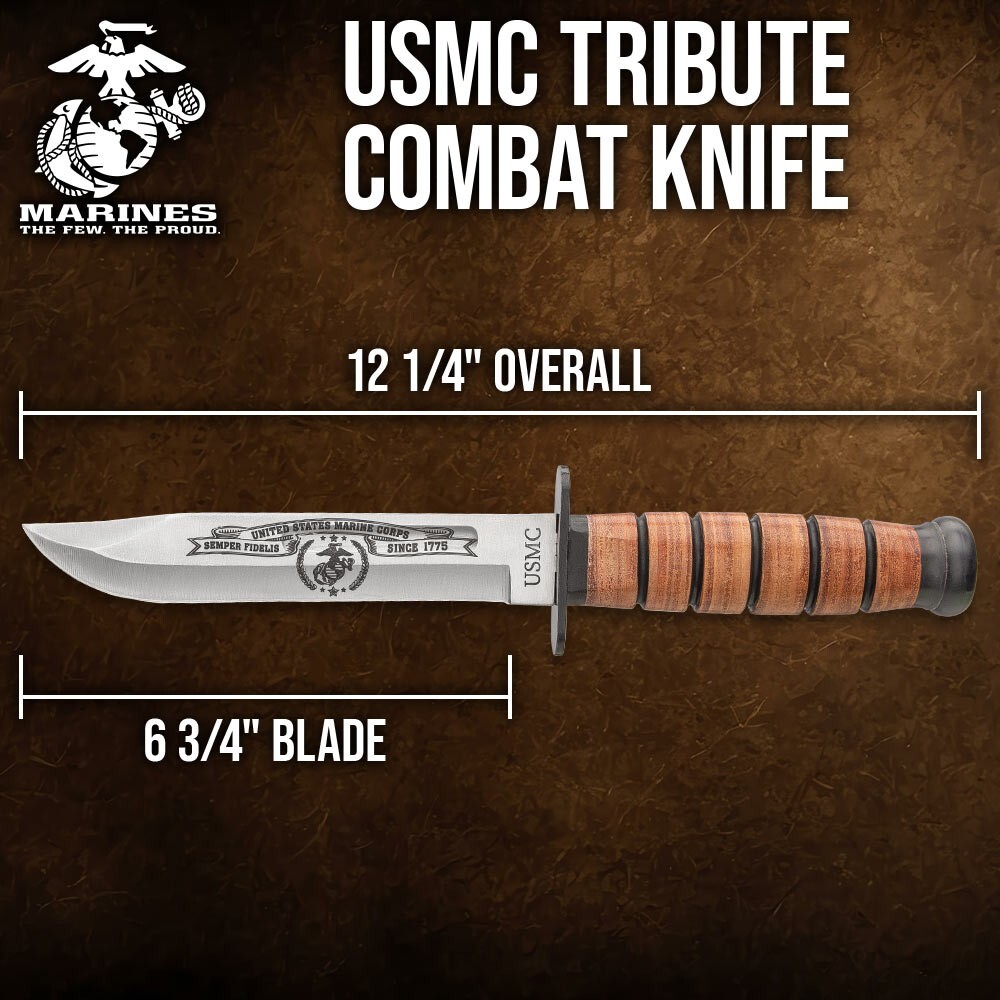 USMC Marines Tactical Bowie Survival Hunting Knife Army Combat Fixed Blade New