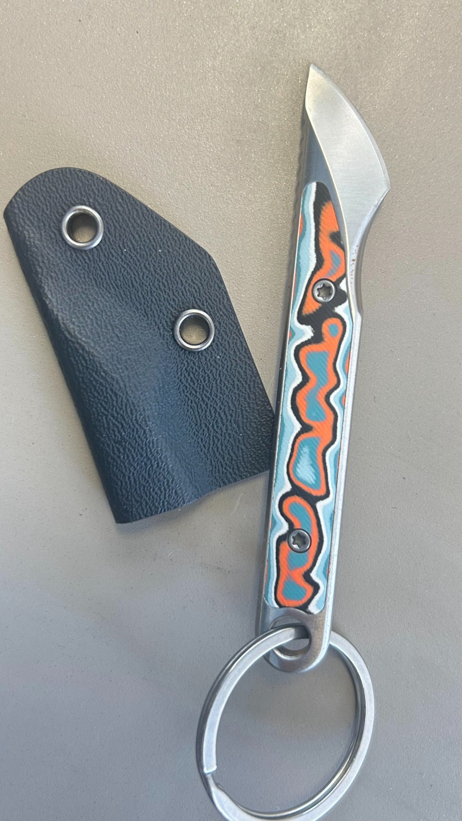 Kizer Cannoli Keychain Fixed Knife AUS-10 Blade Micarta Handle + Sheath 1089A1