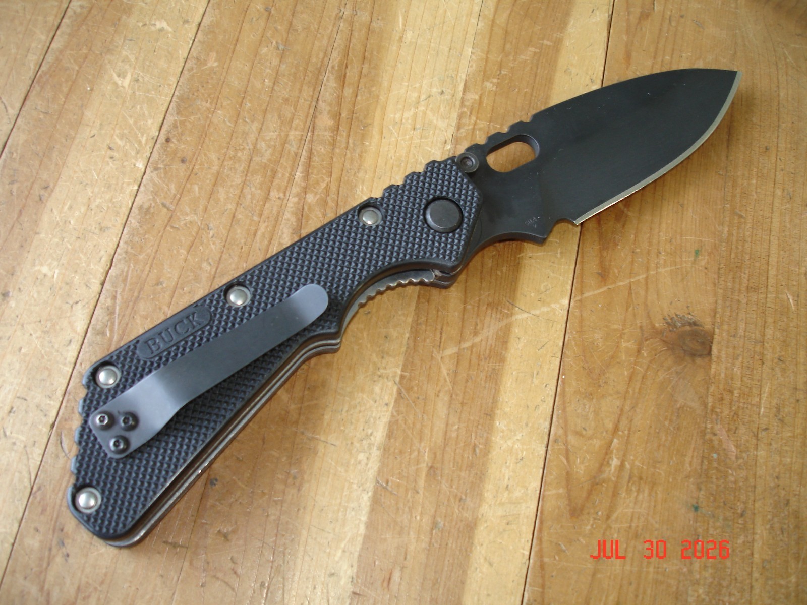 2007 BUCK KNIFE 882 889 STRIDER BLACK OX 420HC STEEL BLADE BLACK PLASTIC HANDLE