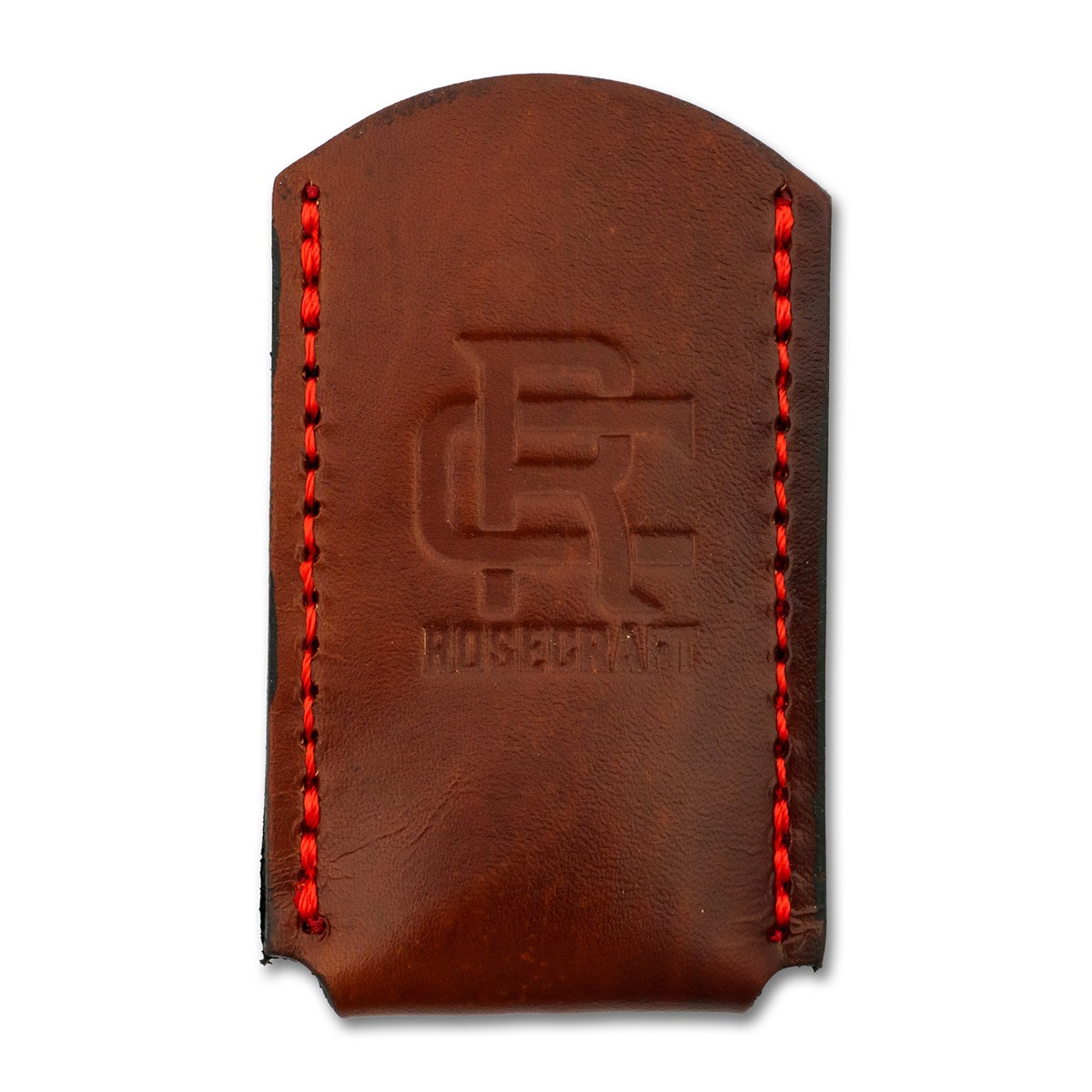 RoseCraft Blades RCXSLIP-M Medium Brown Leather Red Stitching Slip Pouch