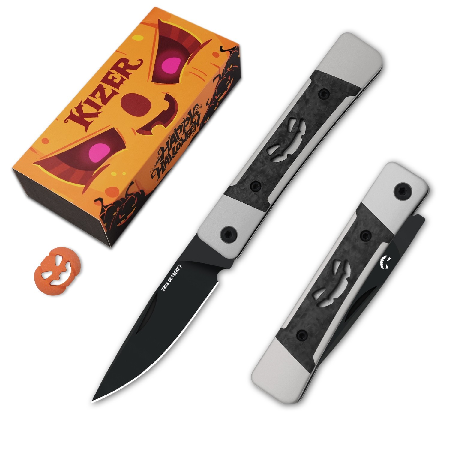Kizer Little Grand Folding Knife Nitro-V Blade Aluminum&Carbon Handle Halloween