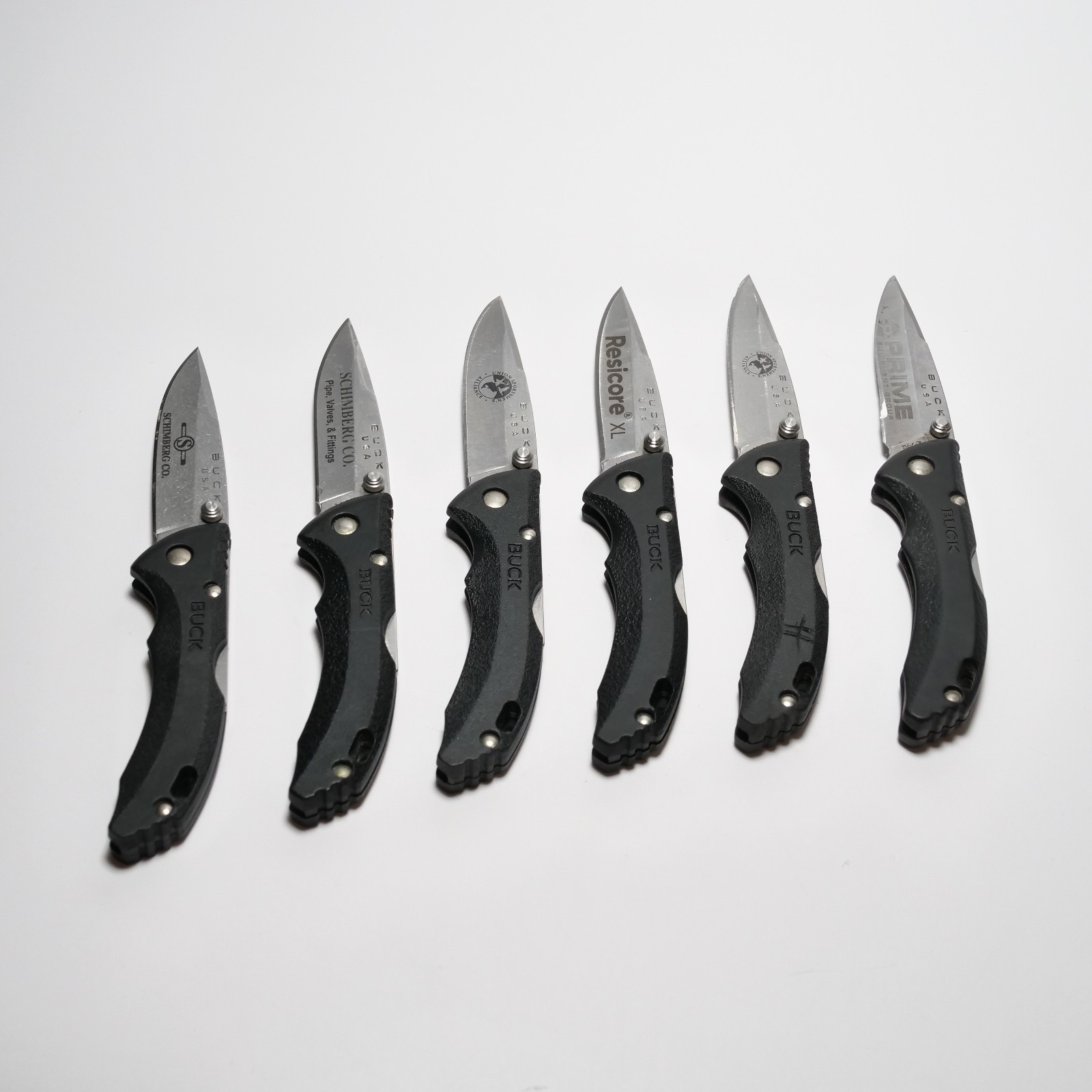 Buck 284 USA Bantam Black Handle Lockback Pocket Knife Lot of 6 Branded Nice