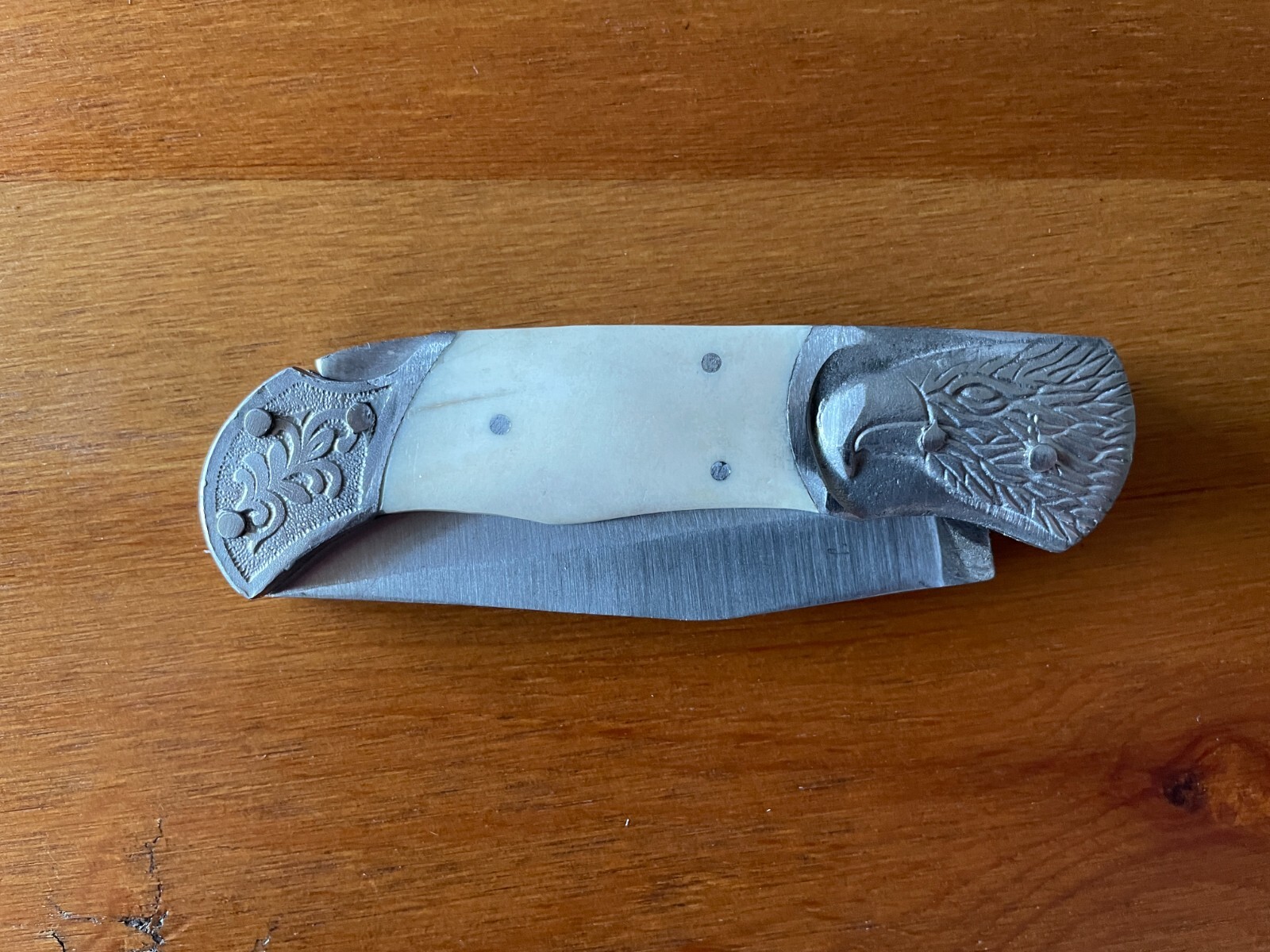 3.5″ Spanish Navaja Pocket Knife Eagle Bolsters Bone Scales Lockback USA Seller