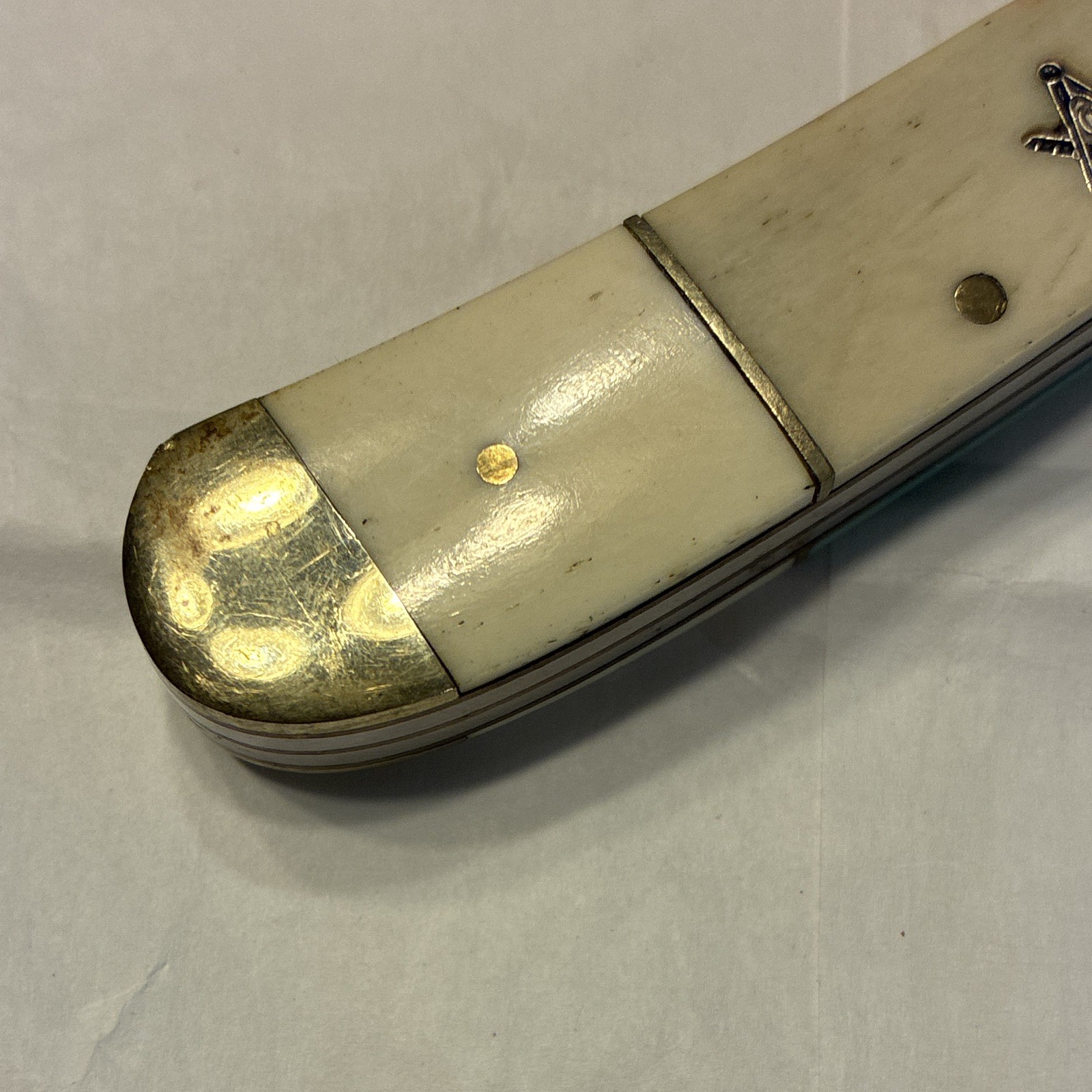 Frost Masonic 2-Blade Slipjoint Manual SS Bone Handle Pocketknife Under 2.75in