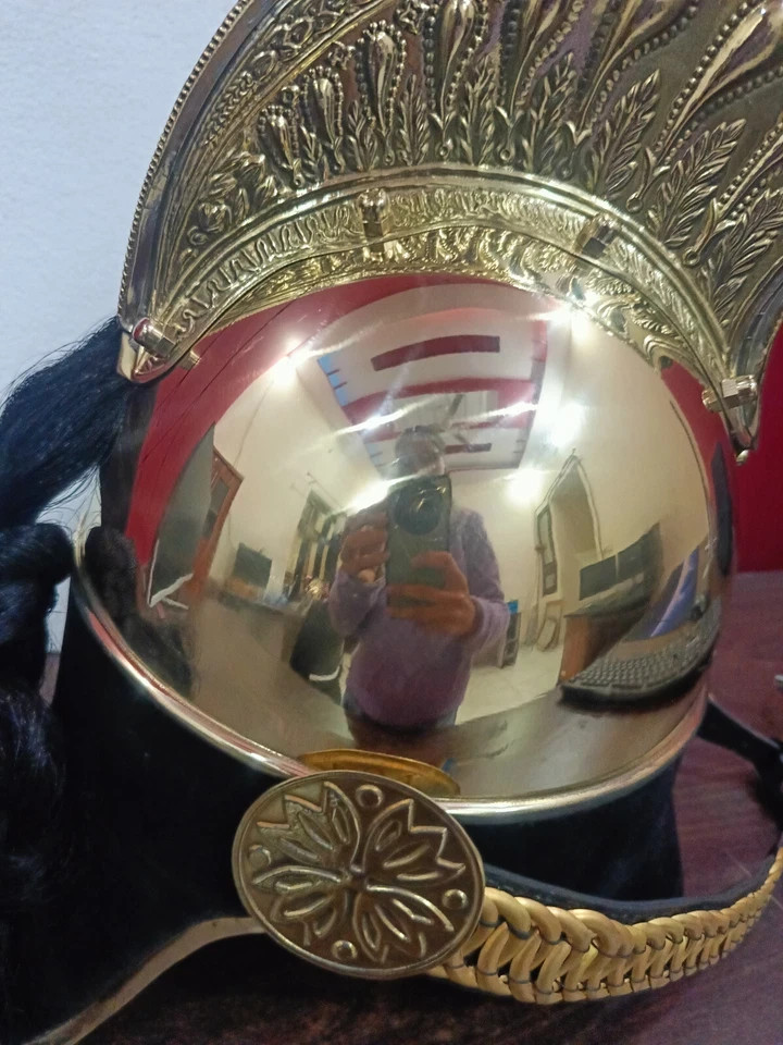 French Cuirassier Officer’s Helmet Napoleon Style Brass Helmet W/ Plume Brass