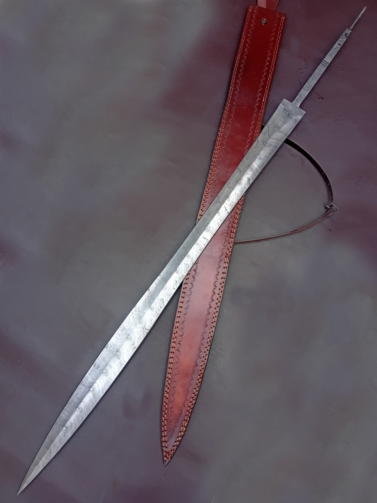 44 inch Custom Hand Forged FULL TANG Damascus Sword Blank Blade Knife Making