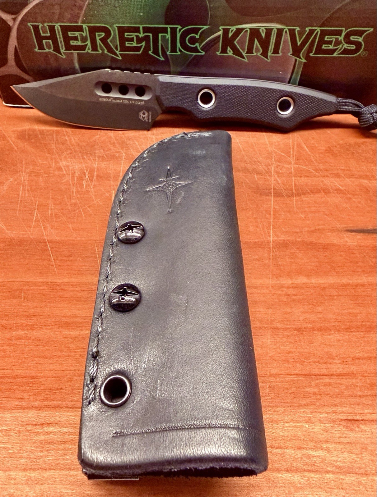 Heretic Kobold Fixed Blade Bowie DLC Black G10 MagnaCut USA Leather Sheath BNIB