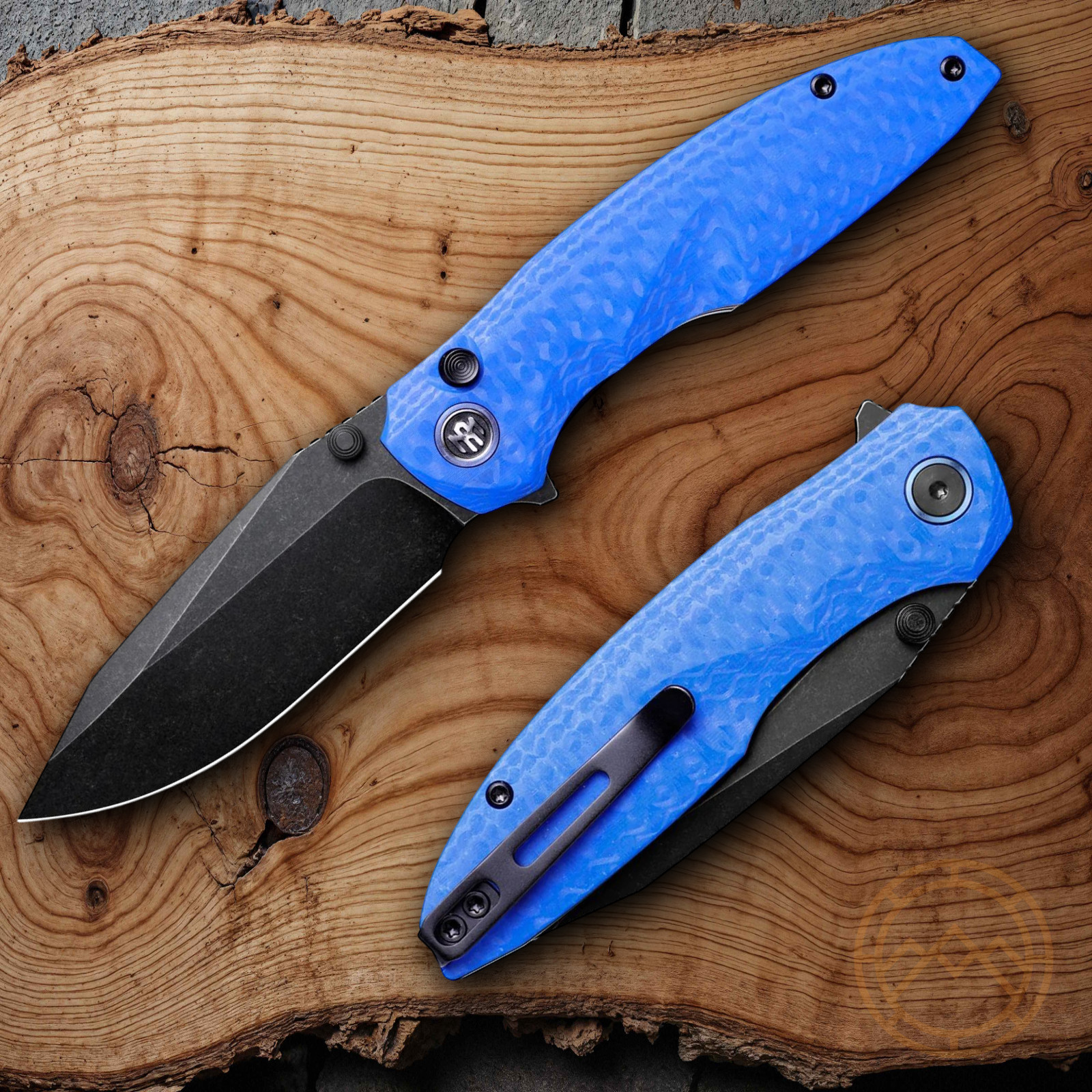 REMETTE Cool Whale Folding Knife 3.5″ 14C28N Sandvik Steel Blade Blue G10 Handle